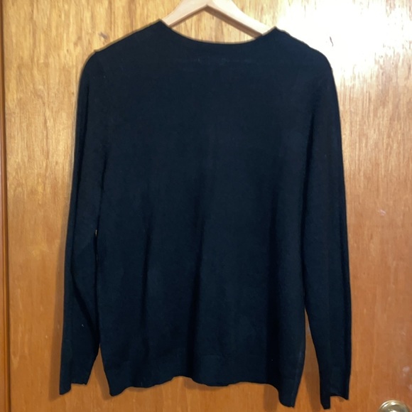 •CROFT & BARROW•BLACK/LIGHT BLUE/WHITE CREWNECK BUTTON-UP KNIT SWEATER  MEDIUM - Picture 3 of 7